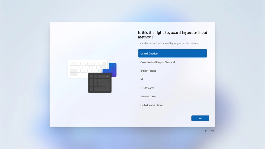 Click the required keyboard layout. Click the required keyboard layout.
