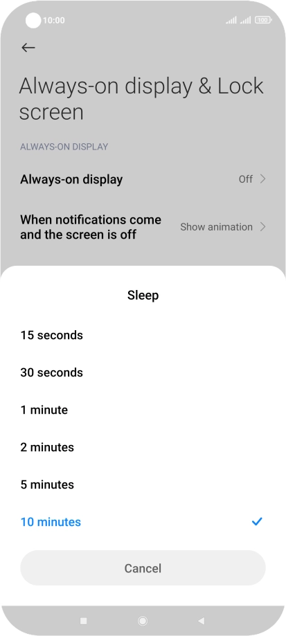 Press the required setting. Press the required setting.