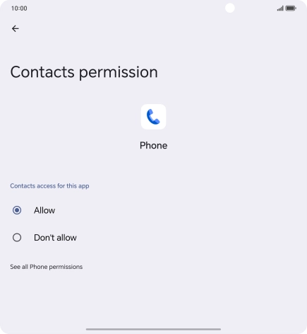 Press the required setting.