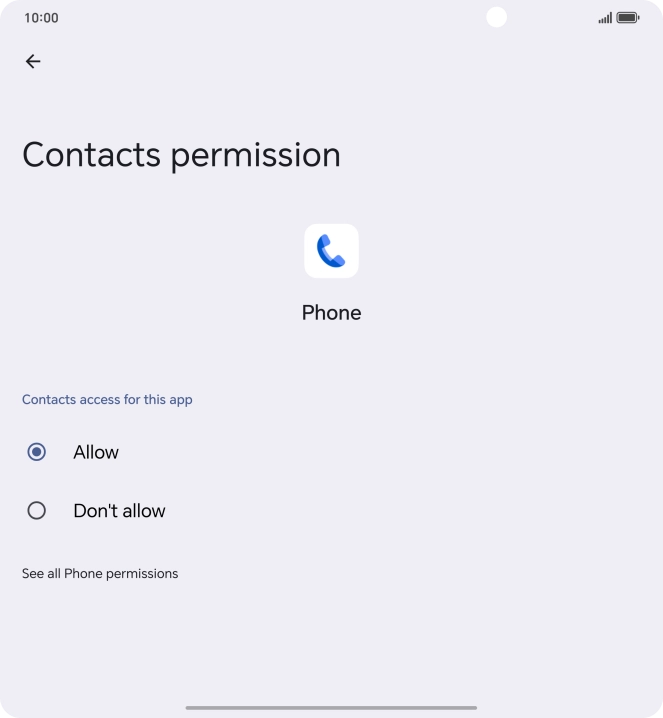 Press the required setting.