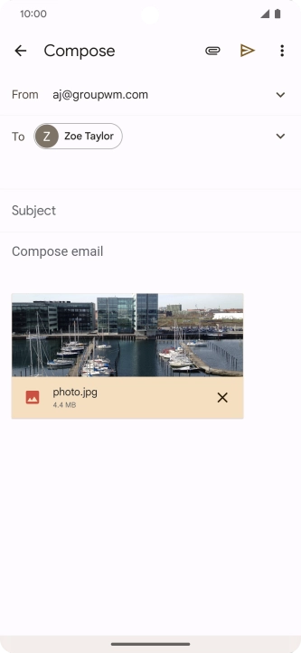 Press Subject and write the subject of your email message.