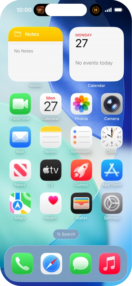 If you have a running application in Dynamic Island, it's displayed at the top of the screen.