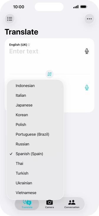 Press the required target language.