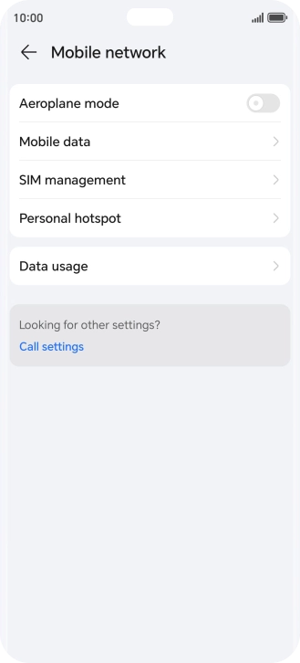 Press Mobile data. Press Mobile data.