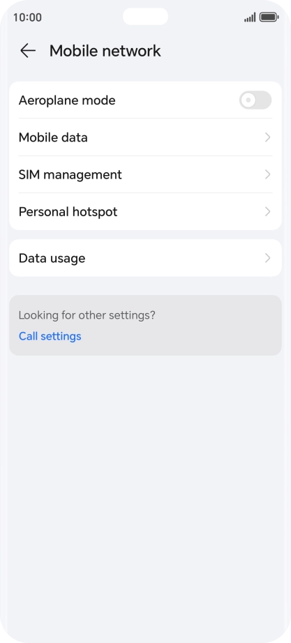 Press Mobile data. Press Mobile data.