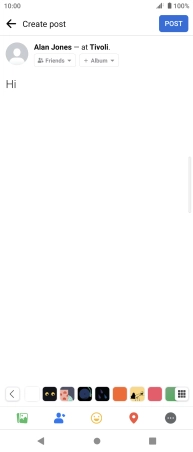 Write the required text and press POST.