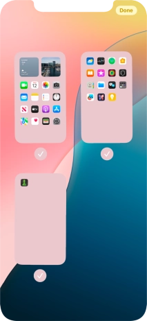 Press the fields below the required home screen pages to select or deselect them. Press the fields below the required home screen pages to select or deselect them.