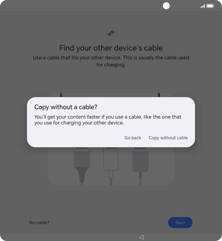 Press Copy without cable. Press Copy without cable.