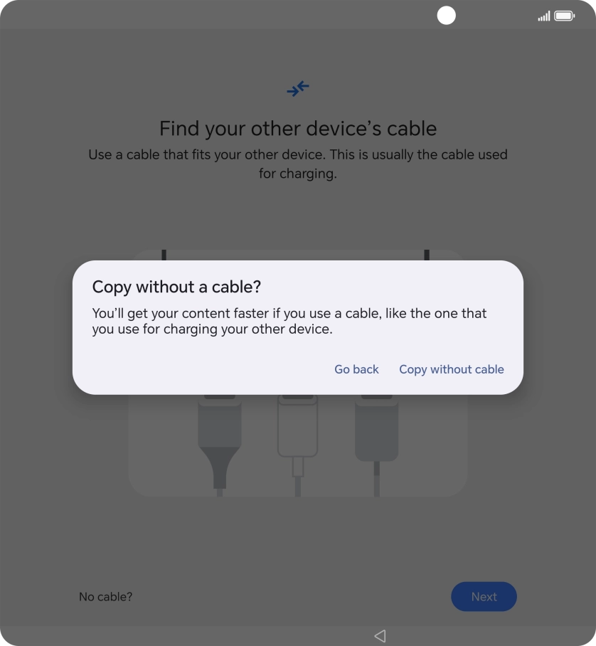 Press Copy without cable. Press Copy without cable.
