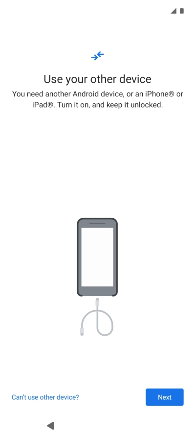 Press Can't use other device?. Press Can't use other device?.