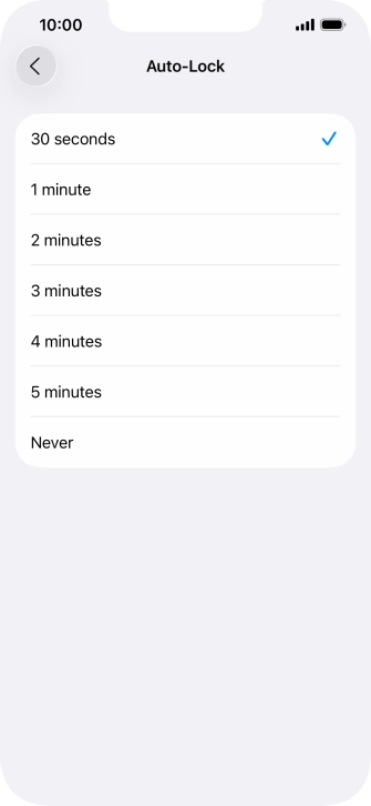 Press the required setting. Press the required setting.
