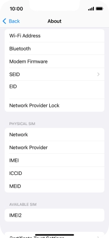 Your phone's EID number is displayed below EID. Your phone's EID number is displayed below EID.