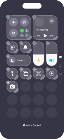 Press Add a Control and follow the instructions on the screen to add the required function to Control Centre. Press Add a Control and follow the instructions on the screen to add the required function to Control Centre.
