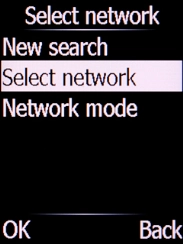 Select Select network and press the Left selection key. Your phone searches for networks within range.