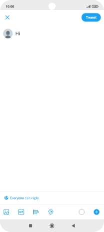 Write the required text and press Tweet. Write the required text and press Tweet.