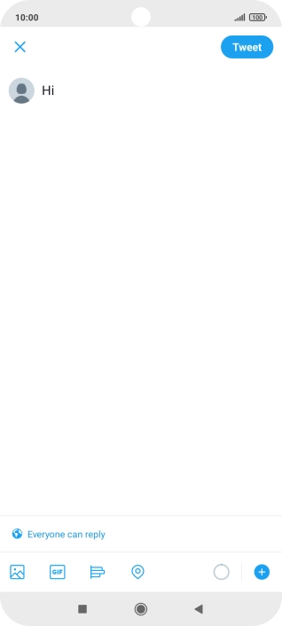 Write the required text and press Tweet. Write the required text and press Tweet.