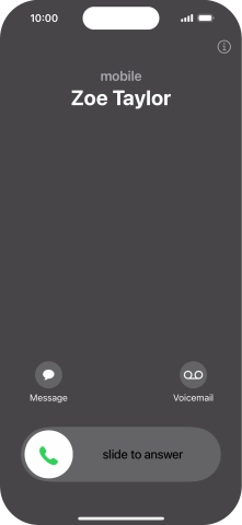 Press and drag the accept call icon right. Press and drag the accept call icon right.
