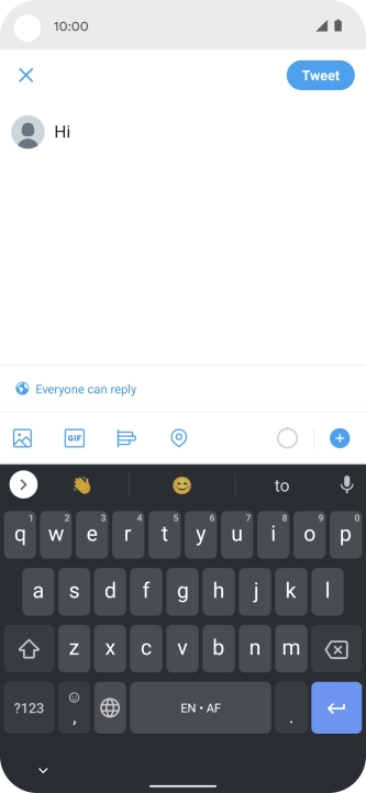 Write the required text and press Tweet. Write the required text and press Tweet.