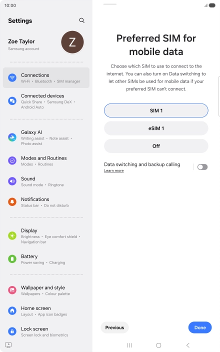 Press the required setting. Press the required setting.