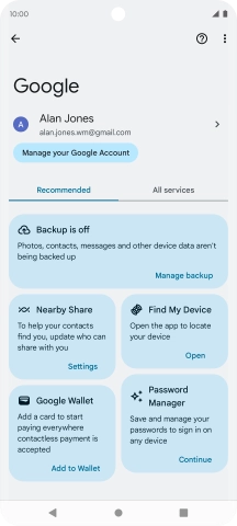 Press the backup icon.