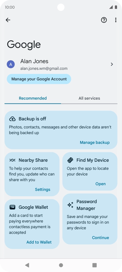 Press the backup icon.