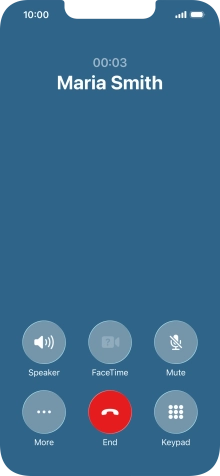 Press the end call icon to end the call and return to the home screen. Press the end call icon to end the call and return to the home screen.