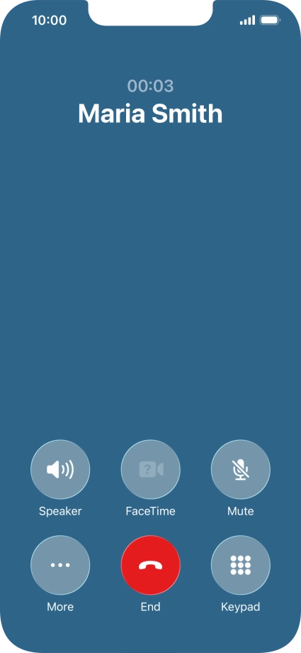 Press the end call icon to end the call and return to the home screen. Press the end call icon to end the call and return to the home screen.