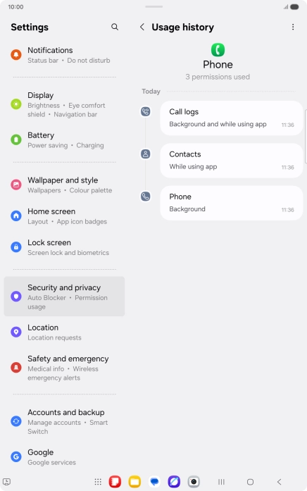 The app activity for the selected app is displayed. The app activity for the selected app is displayed.