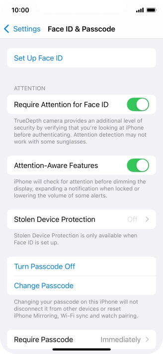 Press Turn Passcode Off and key in the phone lock code.