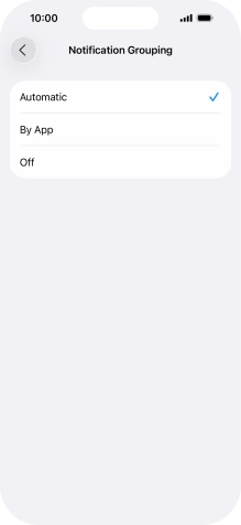 Press the required setting.