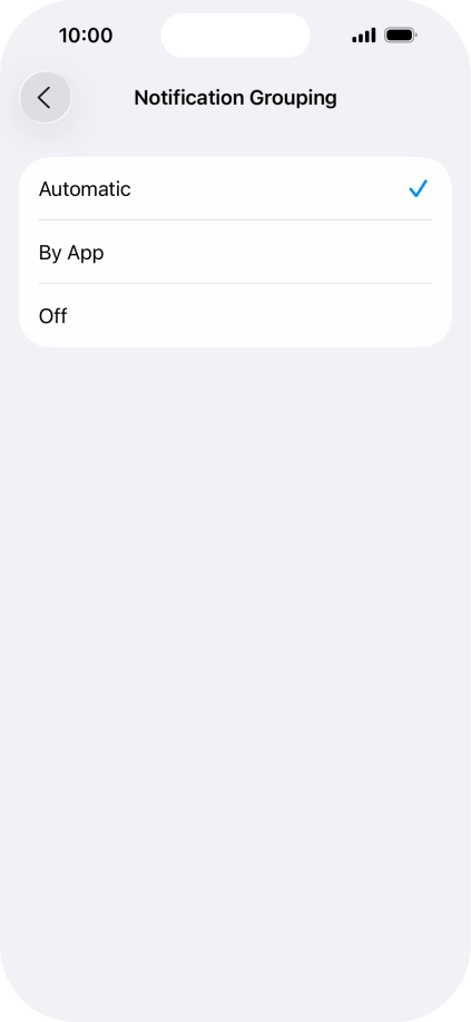 Press the required setting.