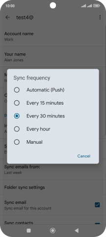 Press the required setting.