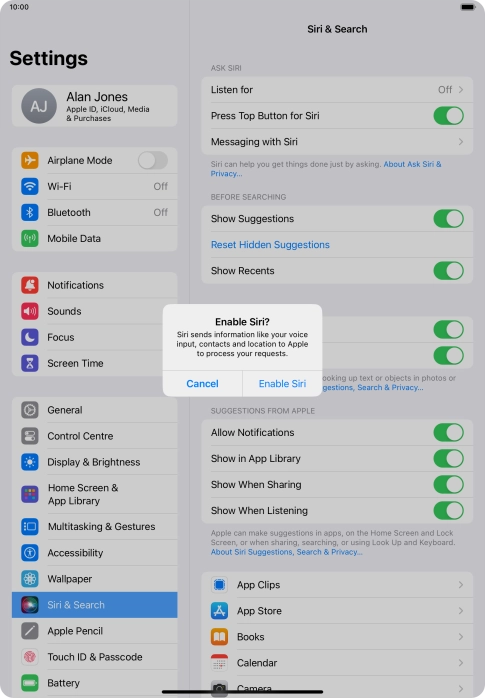 Press Enable Siri. Press Enable Siri.