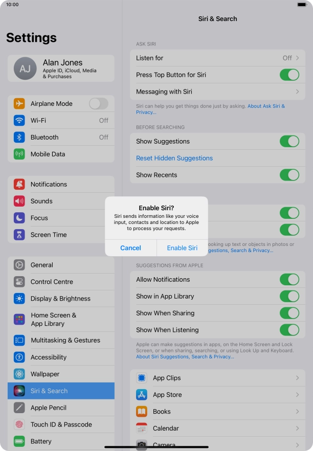 Press Enable Siri. Press Enable Siri.