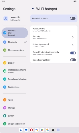 Press Hotspot name and key in the required name for the Wi-Fi hotspot.