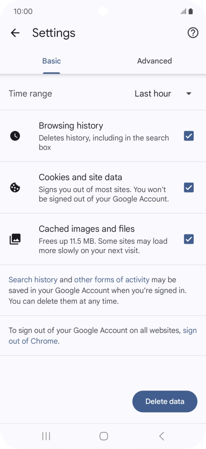 Press the fields next to the required data types. Press the fields next to the required data types.