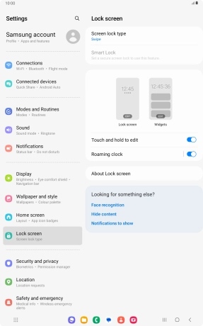 Press Screen lock type. Press Screen lock type.
