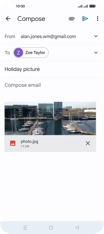 Press the text input field and write the text for your email message. Press the text input field and write the text for your email message.