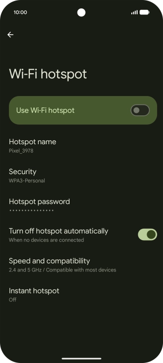 Press Hotspot password and key in the required password. Press Hotspot password and key in the required password.