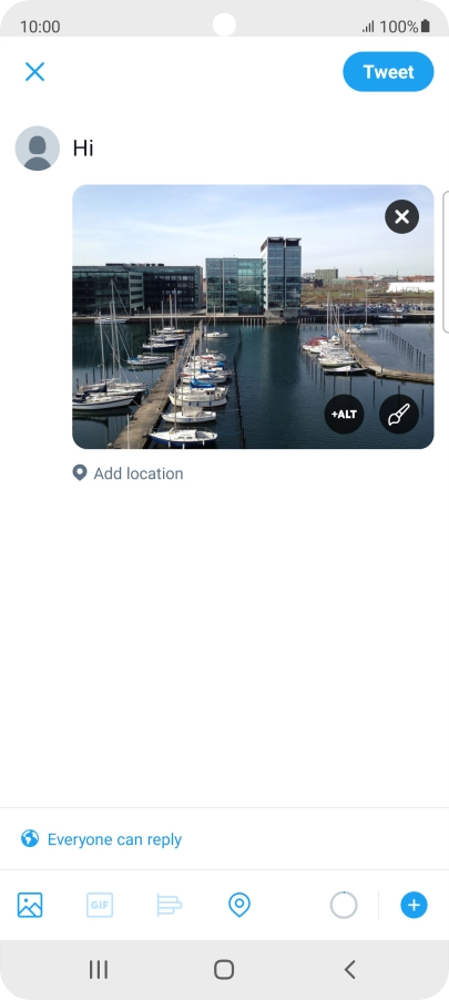 Write the required text and press Tweet. Write the required text and press Tweet.