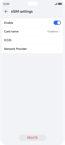 Press DELETE and follow the instructions on the screen to delete your eSIM. Press DELETE and follow the instructions on the screen to delete your eSIM.
