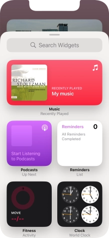 Press the required widget. Press the required widget.