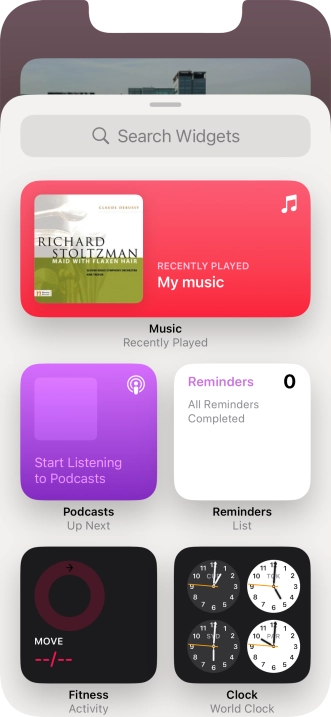 Press the required widget. Press the required widget.