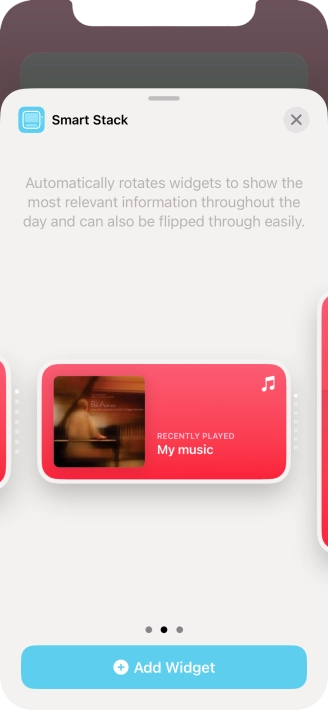 Slide your finger right or left on the screen to select the required widget size. Slide your finger right or left on the screen to select the required widget size.