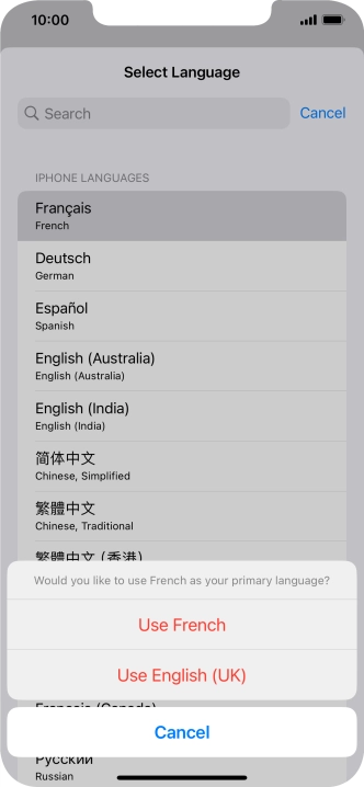 To select the new language as the default phone language, press Use ‹language› . To select the new language as the default phone language, press Use ‹language› .