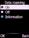 Select the required setting and press the Left selection key to turn on the function.