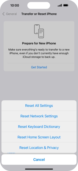 Press Reset All Settings. Press Reset All Settings.