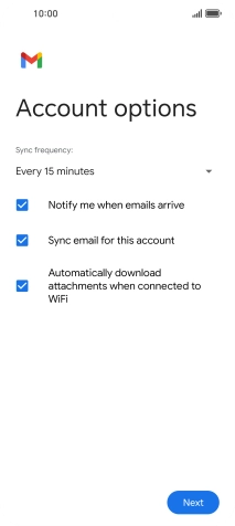 If this screen is displayed, you email account has been recognised and set up automatically. Follow the instructions on the screen to key in more information and finish setting up your email account.