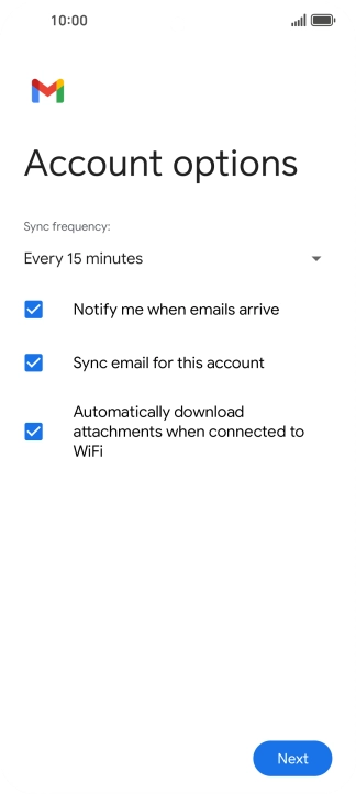 If this screen is displayed, you email account has been recognised and set up automatically. Follow the instructions on the screen to key in more information and finish setting up your email account.