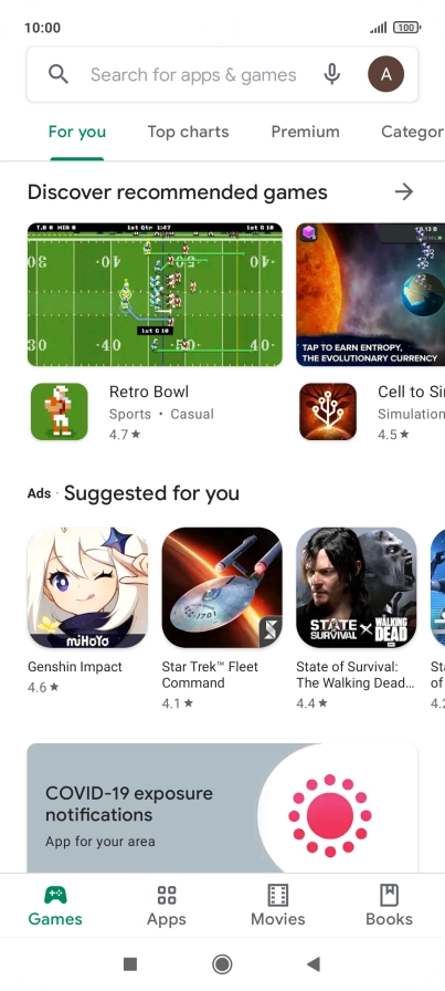 Press the search field.